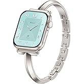 Missair Thin Band Compatible with Apple Watch 38mm 40mm 41mm 42mm 44mm 45mm 46mm 49mm for Women, Slim Bracelet Designer Dressy Stainless Steel Metal Strap for iWatch Series 11 10 9 8 7 6 5 4 SE Ultra