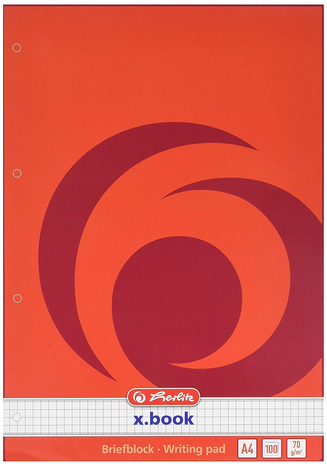 Herlitz A4 Squared Punched Writing Pad (100 Sheets per Pad, Pack of 5)