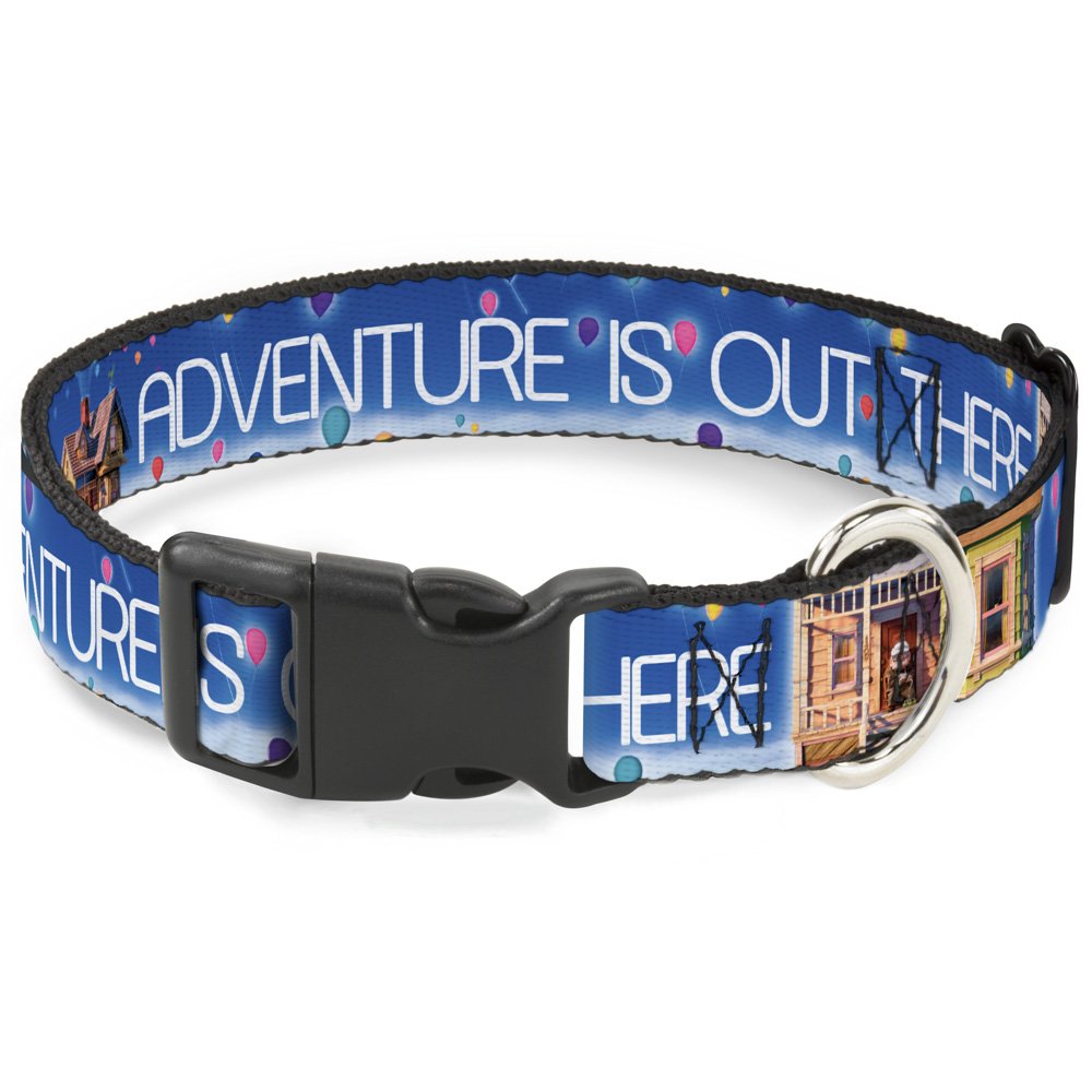 Buckle Down Adventure Is Out There/Carl On Porch/Flying House/Balloons Plastic Clip Collar, Large/15-26