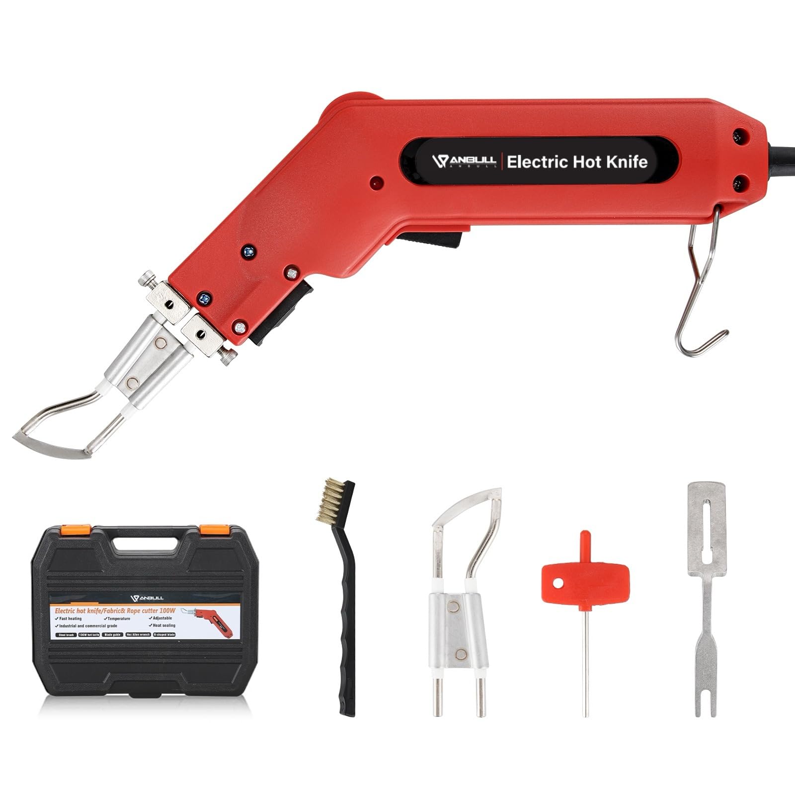 Photo 1 of Anbull 100W Rope Cutter Fabric Cutter, Pro Electric Hot Knife Heat Sealer with Adjustable Power, Cutting Tool Kit- with Blades & Accessories (110V/100W)