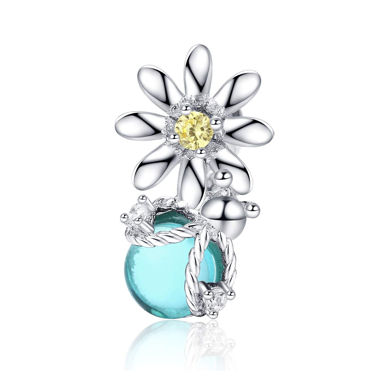 Bijoux Blu Daisy and Firefly Silver 925 Charm for Original Women Silver Snake Bracelet Daisy and Firefly Design Jewellery Bead Accessories