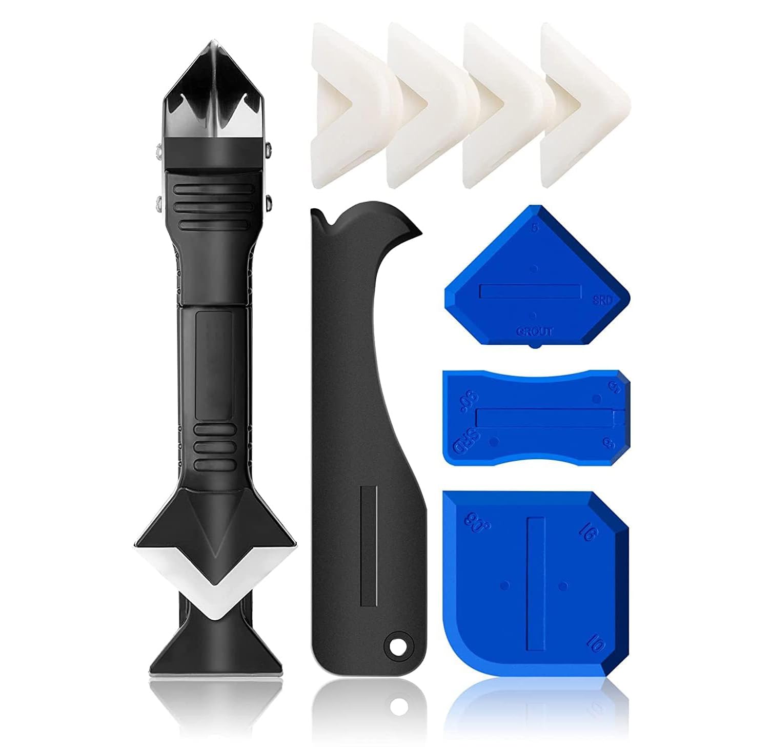Photo 1 of TIASOU Silicone Caulking Tool, 3 in 1 Silicone Remover Multi Tool, Glazing Compound Finishing Tool, Caulk Remover Tool, Grout Scraper Kit for Bathroom, Kitchen, Floor, Window, Sink Joint, Frames Seal