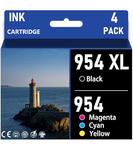 HQHQ 4-Pack HP 954XL Ink Cartridges – For OfficeJet Pro 7740, 8210, 8710, 8720, 8730, 8740