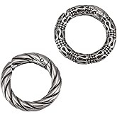 UNICRAFTALE 2pcs 2 Styles Tibetan Style Spring Gate Rings Antique Silver Stainless Steel Textured Snap Clasps 19/22mm O Ring Clips Snap Hooks Keyring Buckle Clasps for Bag Purse Shoulder Strap