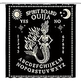 GCTNBJL Halloween Skull Skeleton Shower Curtain Black Horror Witch Skull Mermaid Magic Ouija Board Sun Moon Witchcraft Gothic Spooky Bathroom Decor Fabric Curtain with Hooks