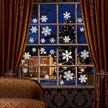 Amazon.com: White Snowflakes Window Decorations Clings ...