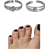 Handmade 2 Pcs PAIR of Triple Band Adjustable Toe Rings, 925 Sterling Silver, Classic 2 Row Dainty Open Toe, Pinky or Knuckle Rings for Women, By MiYa Jewelry Creations