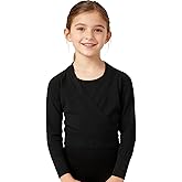 MOLLDAN Ballet Wrap Top for Girls Long Sleeve Dance Cardigan for Toddlers,Waist Self Tie