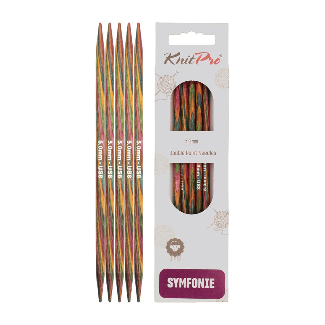 KnitPro Symfonie Double Pointed Needles 6" (15cm) | 5.00mm