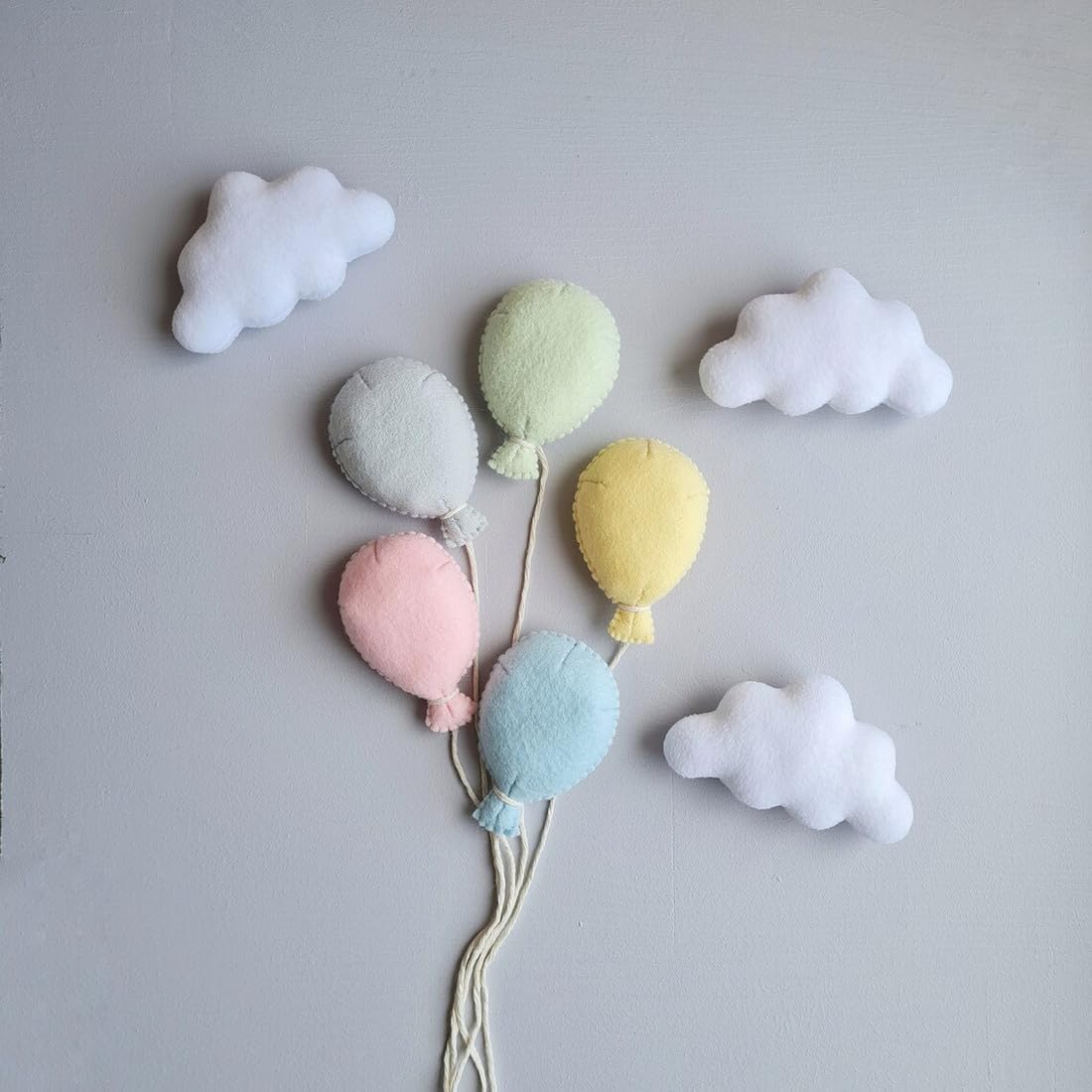 Photo 1 of Felt Balloons Newborn Photography Props, Knitted Cloud Wool Felted Balloons Photography Infant Baby Boys Girls Photo Shoot Posing Background Shoot