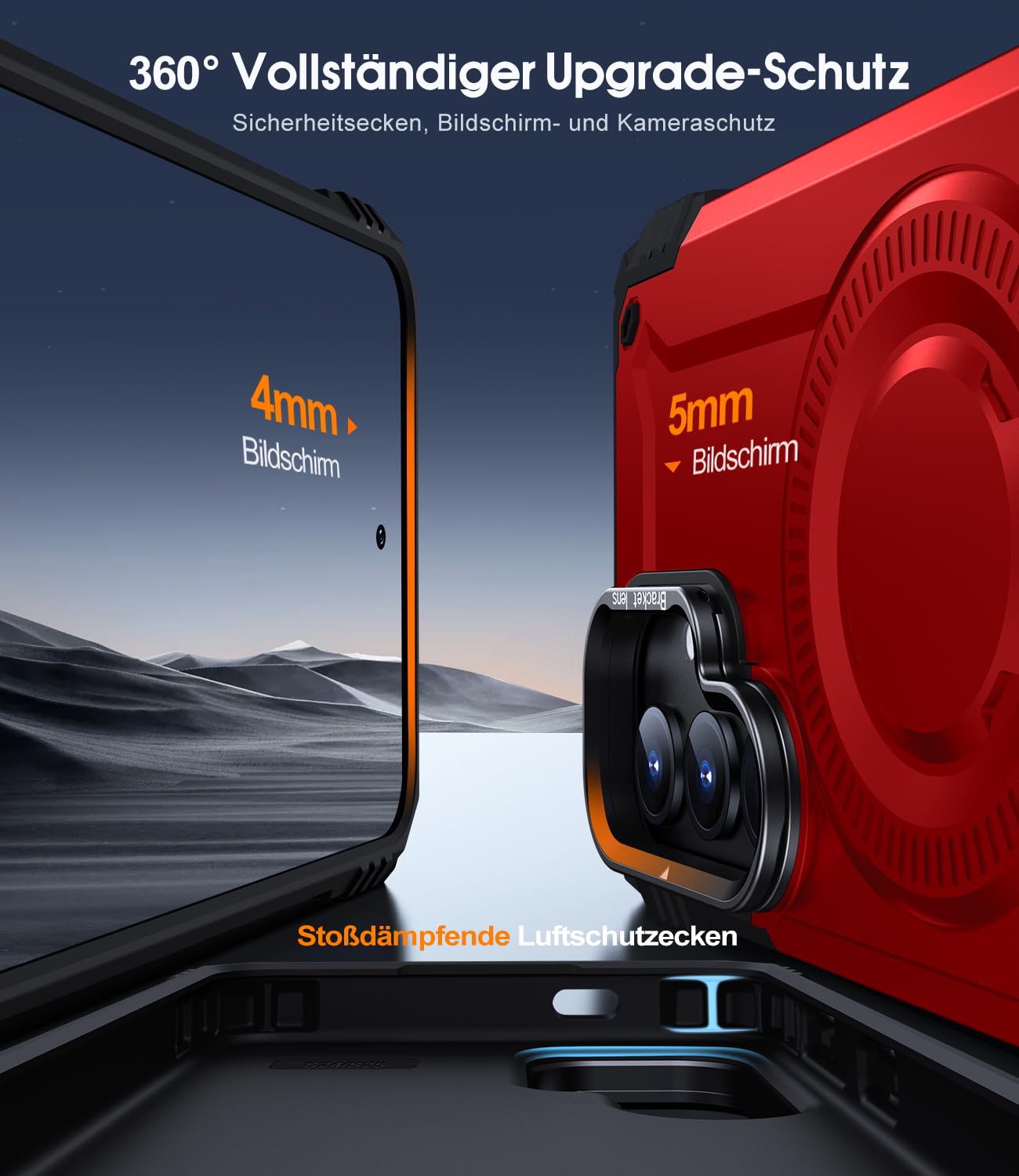 AOUIA Samsung Galaxy S24/S25 Hülle mit MagSafe Kompatibilität, Eingebauter Ständer und Militärischer Schutz - Magnetische Handyhülle in Rot 6