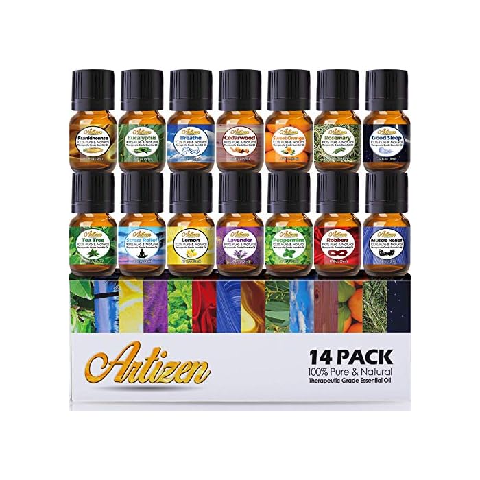 Artizen Aromatherapy Top 14 Essential Oil Set (100% PURE & NATURAL) Therapeutic Grade Essential Oils - All of Our Most Popular Scents and Best Essential Oil Blends