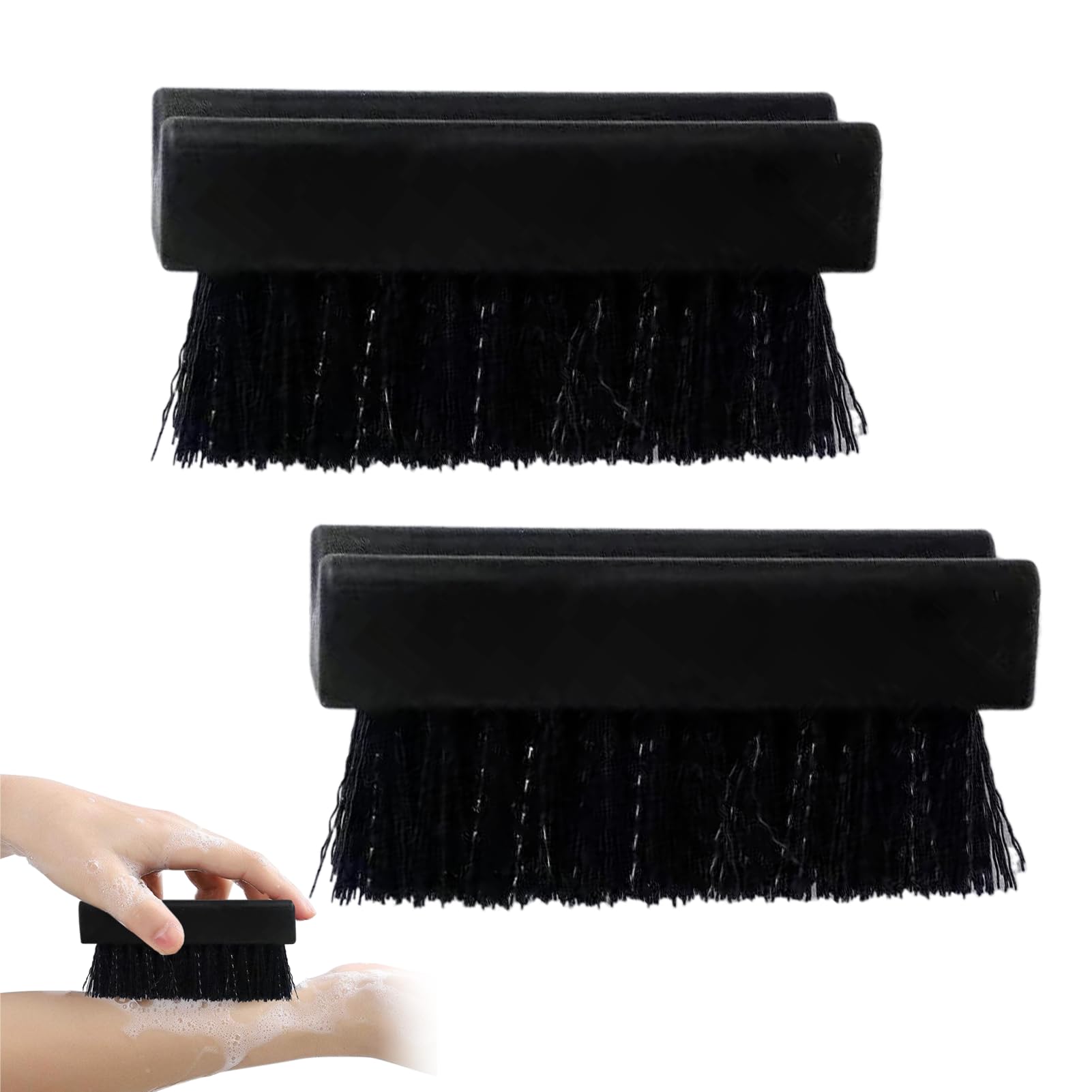 2PCS Heavy Duty Nail Scrubber Black Handle Grip Heavy Duty Nail Brushes Hand Nail Brush for Cleaning Fingernails Durable Nylon Stiff Nail Brush for Men Mechanics Gardeners Scrubbing
