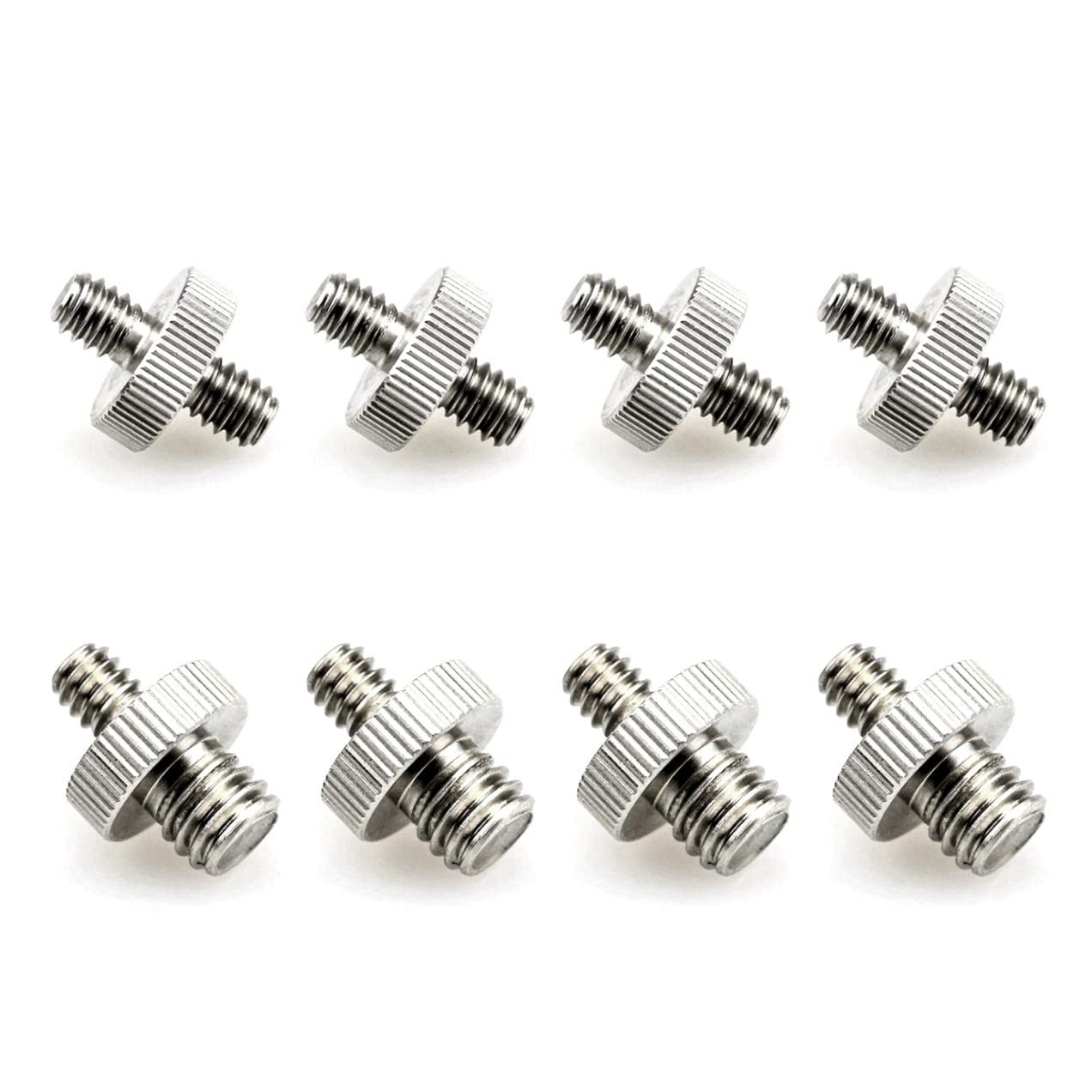 JZK 4PCS 1/4 Inch Male to 1/4 inch Male Screw and 4PCS 1/4 Inch Male to 3/8 Inch Male Threaded Screw Adapter, 1/4"-20 to 1/4" -20 Male Screws, Camera/Light Tripod Screw Converter