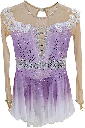 Kmgjc Abito Da Pattinaggio Artistico Da Donna Vestito Da Pattinaggio Sul Ghiaccio Da Ragazza Competizione Prestazioni Abbigliamento Da Pattinaggio Manica Lunga Strass Gioiello Fatto A Mano Viola 6 Amazon It Sport E Tempo Libero