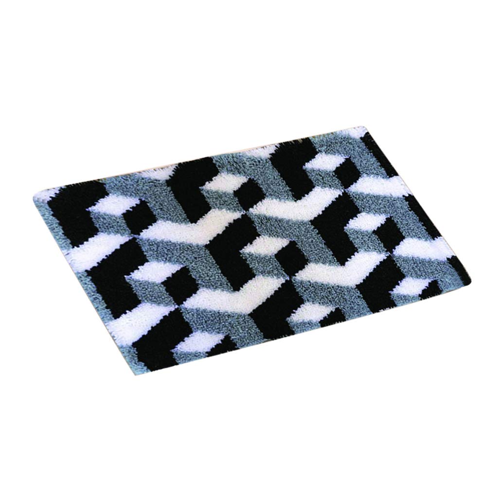 sharprepublic Latch Hook Rug Kits For Adults Extra Large Black White Stripes Carpet Embroidered