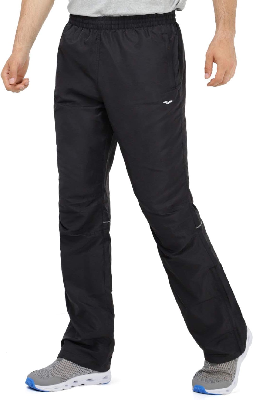 Men's Sports Pants Warm Up Pants with Zipper Pockets for Workout, Gym, Running, Training, Black