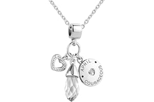 Luluadorn Jan-Dec Teardrop Birthstone Pendant Necklaces for Women Heart Happy Birthday Gifts Jewelry