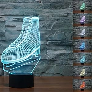 SUPERNIUDB NHL ICE Skating Roller Skates 3D LED Night Light 7 Color Change LED Table Lamp Xmas Toy Gift