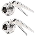 QiiMii Sanitary Stainless Steel 304 Tri Clamp Butterfly Valve with Trigger Handle and EPDM Seal, 1.5" Tube OD (2 pack)