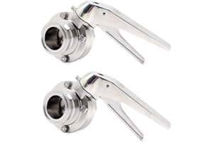 QiiMii Sanitary Stainless Steel 304 Tri Clamp Butterfly Valve with Trigger Handle and EPDM Seal, 1.5" Tube OD (2 pack)