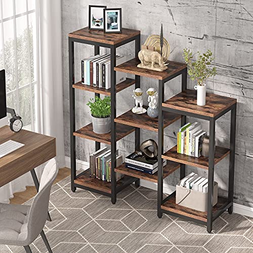 Tribesigns 4Tier Bookshelves and Bookcases, Wooden Rustic Ladder Corner Bookshelf Open Step