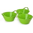 Mintra Home Plastic Bowls with Handles (970ml Small 3pk, Green) - 6.75inW x 3inH - for snacks, candy, popcorn, gift basket, lightweight serving bowl for party, 3 Pack