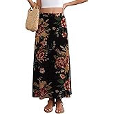 Kinnette Women's Maxi Skirt Flowy A-line High Waisted Casual Long Skirts