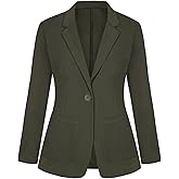LADI TREND Blazers for Women Long Sleeve Button Front Blazer Notch Lapel Casual Work Office Suit Jackets with Pocket