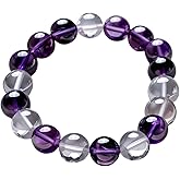 BHAVYAASHI Amethyst & Clear Quartz Bracelet for Women & Men – Natural Healing Crystal Bead Stretch Bracelet, Energy Stone for Protection, Chakra Balance, Meditation, Manifestation & Spiritual Gift
