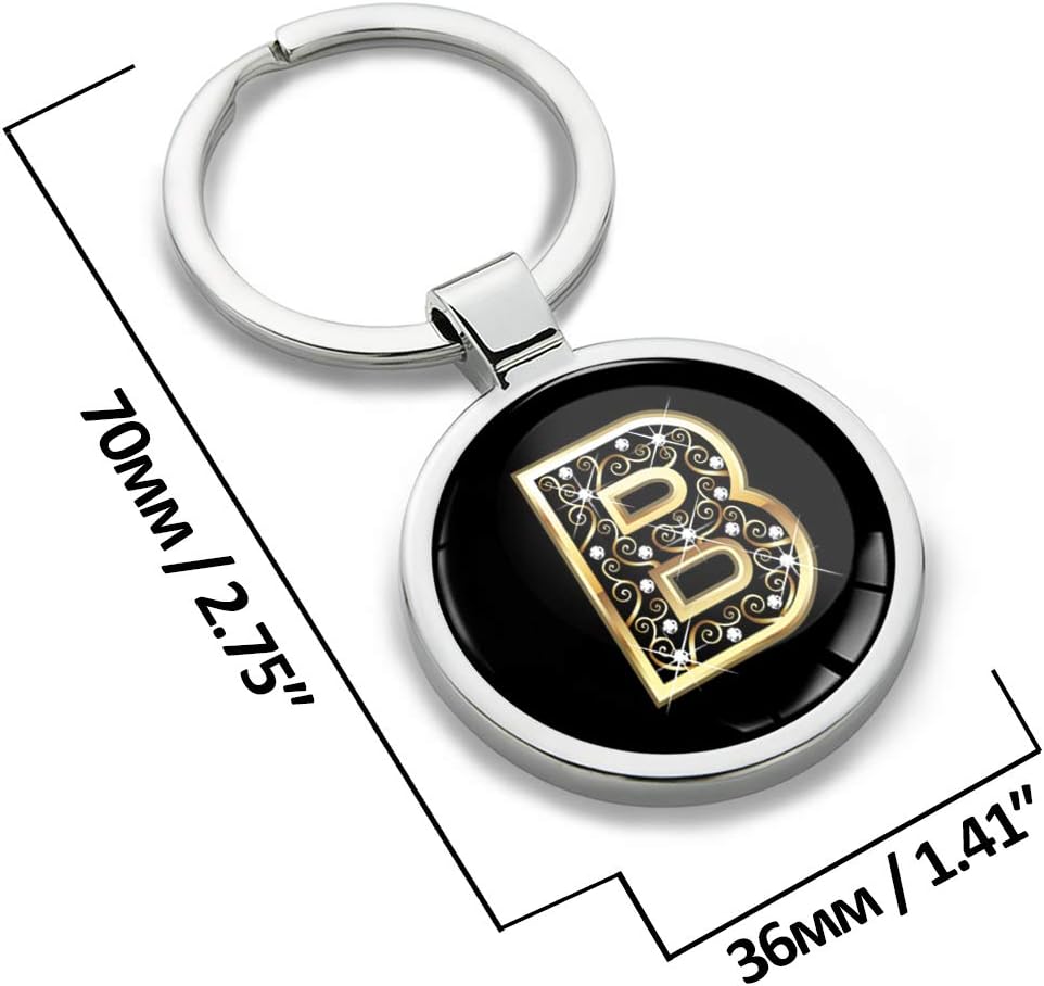 Biomar Labs Letter Keychain Alphabet Initial Keyring 3D Metal Stainless Steel Personalised Initials Charm for Car Keys and House Keys Available in Gold (B in Gold KK 54) - Image 3