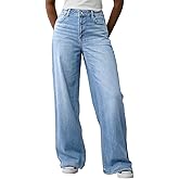 Mars power Women's Wide Leg Jeans High Waisted Baggy Straight Leg Loose Stretchy Casual Denim Pants