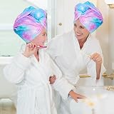 WUBAYI 2 Pack Microfiber Hair Towels Quick Dry Ultra Absorbent Mermaid Print view 9