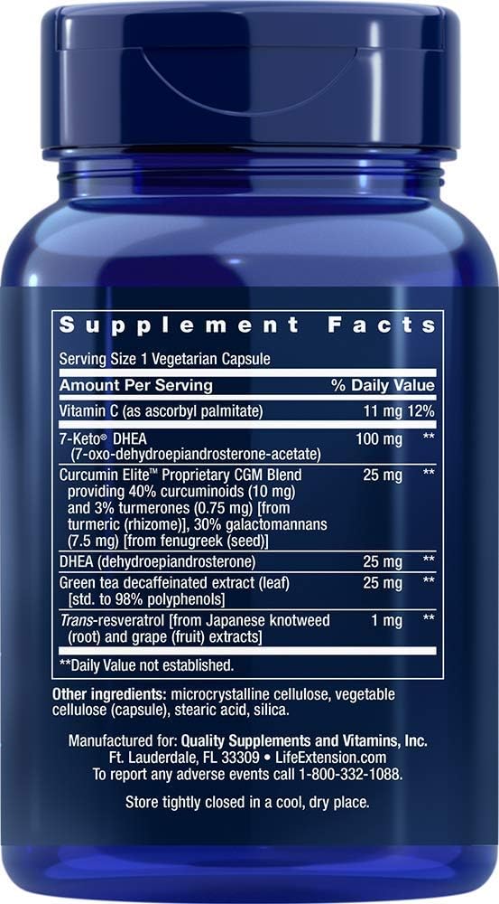 Life Extension Dhea Complete (7-Keto Dhea 100 mg and Dhea 25 mg), 60 Vegetarian Capsules: Health & Personal Care