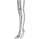 CAMSSOO Women's Thigh High Boots Faux Suede Elasticity Heels Over The Knee Boots Side Zip Pointed Toe Fashion Sexy Winter Stiletto Knee High Boots