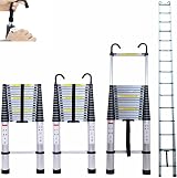 Royalswill 5M Telescopic Ladder with Hooks 16.5FT Aluminium Extension Ladder view 1