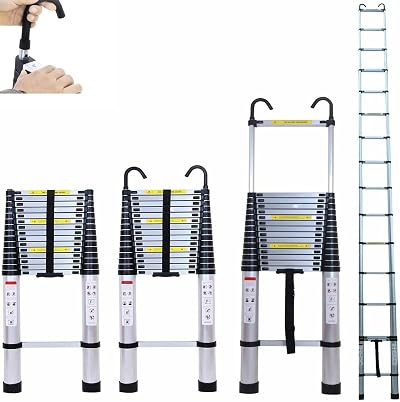 Royalswill 5M Telescopic Ladder with Hooks 16.5FT Aluminium Extension Ladder