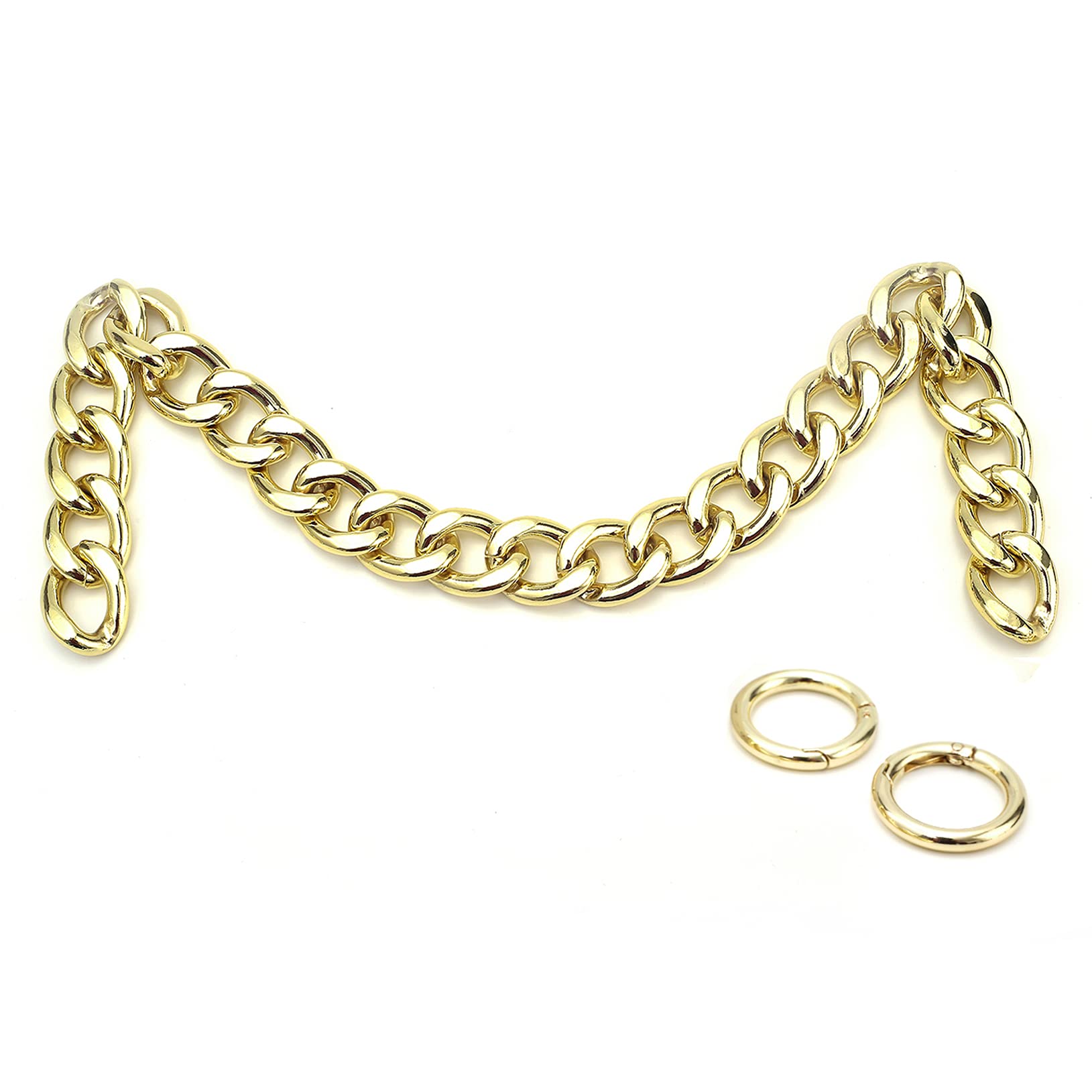 DIY Heavy Chunky Aluminum Metal Purse Handle Bag Chain Charms Strap Replacement Handbag Accessories Decoration (Light Gold)