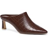 Coutgo Womens Kitten Heels Mules Closed Pointed Toe Pumps Slip On Suede Work Dress Shoes