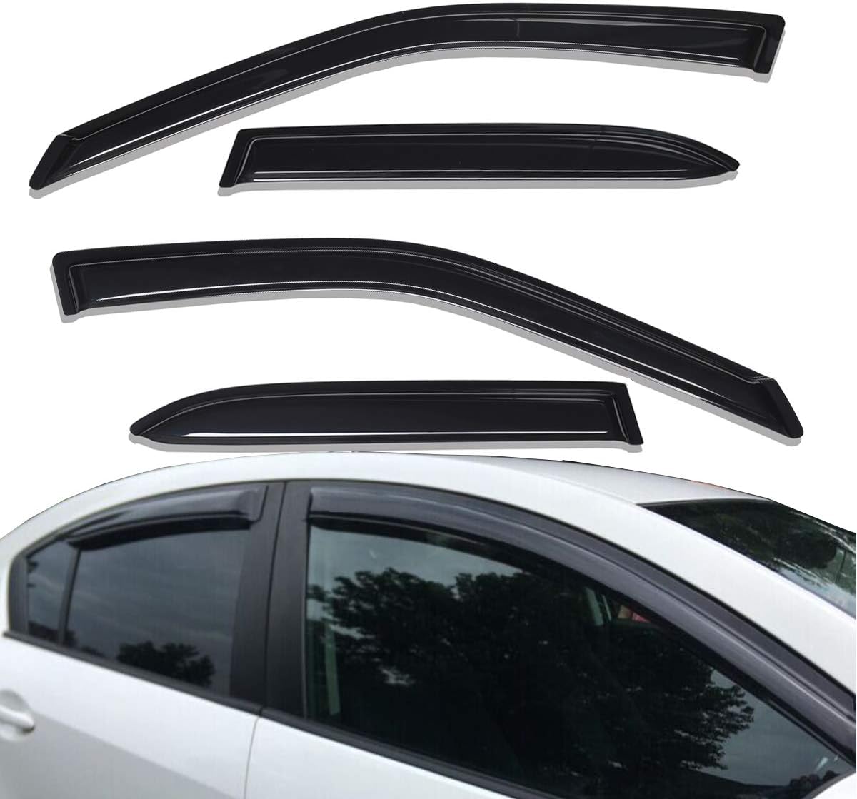 Lightronic WV94257 Tapeon Window Visors Rain Guards Smoke Tint 4PCS