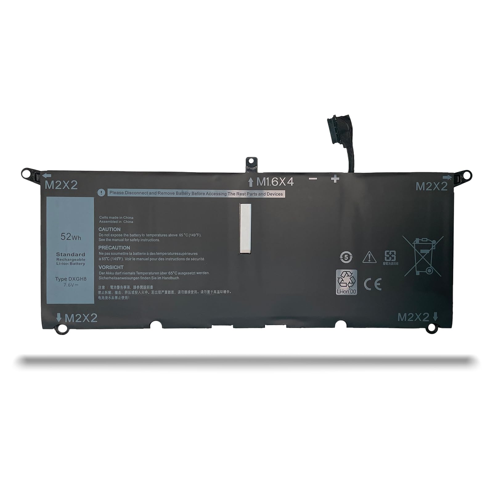 DXGH8 G8VCF H754V 0H754V P82G001 Laptop Battery Replacement for Dell XPS 13 9370 9380 Inspiron 13 7390 7391 2-in-1 5390 5391 7490 Latitude 3301 E3301 Vostro 5390 5391 Series (7.6V 52Wh)