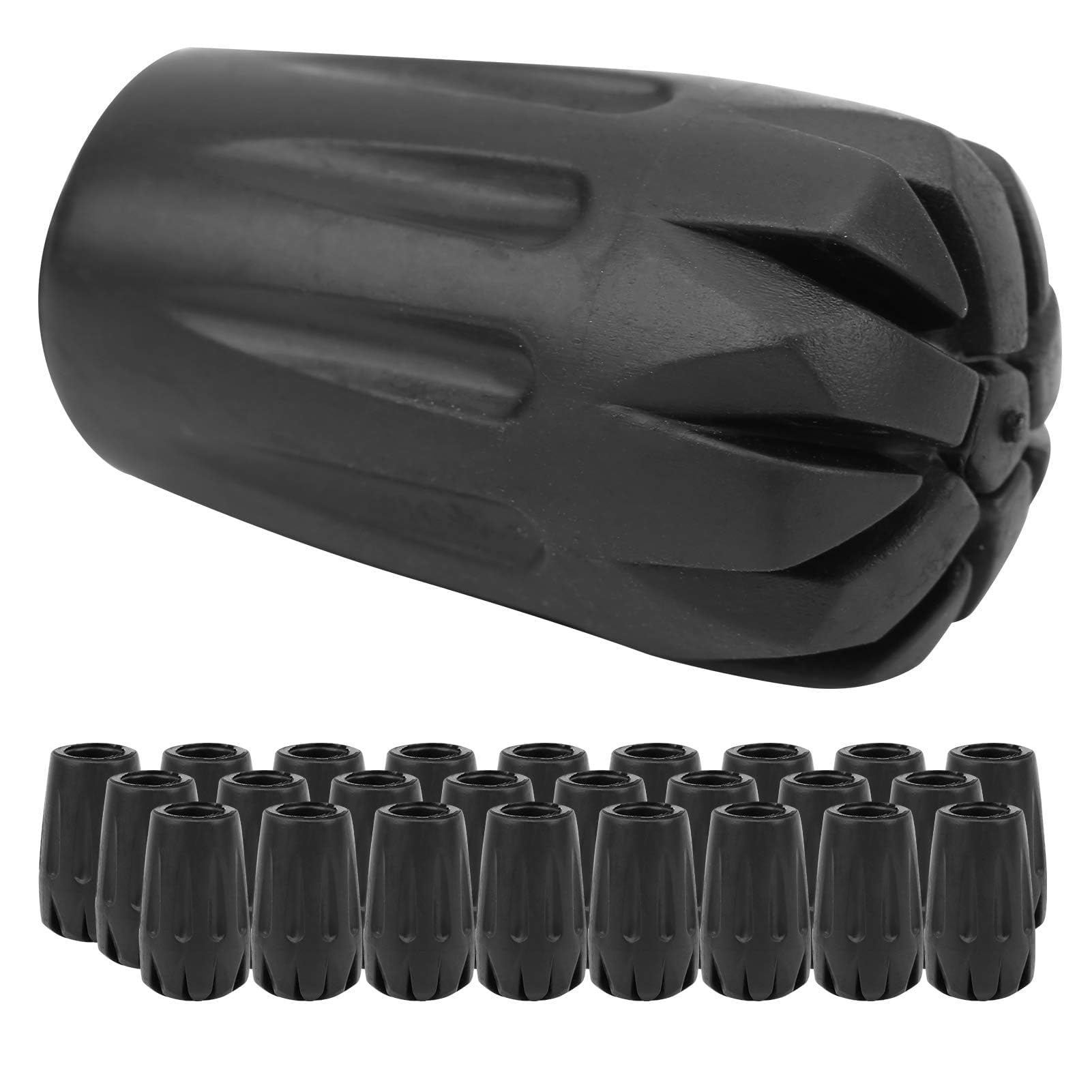 25Pcs Walking Stick Tips, 1.1cm/0.4in Interface Diameter Walking Stick Ferrules, 25pcs Heavy Duty Metal Rubber Trekking Hiking Poles Stick Tips Ferrule Protectors Cane End Tips