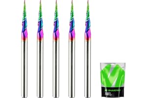 SHARPRO Carbide Tapered Ball Nose End Mill, 1/8" Shank 8° CNC Carving Router Bit 0.5mm Tip (R0.25 Radius) , Spiral 2 Flute for Wood Engraving, 3D/2D Milling, Quark Coated (5PCS)