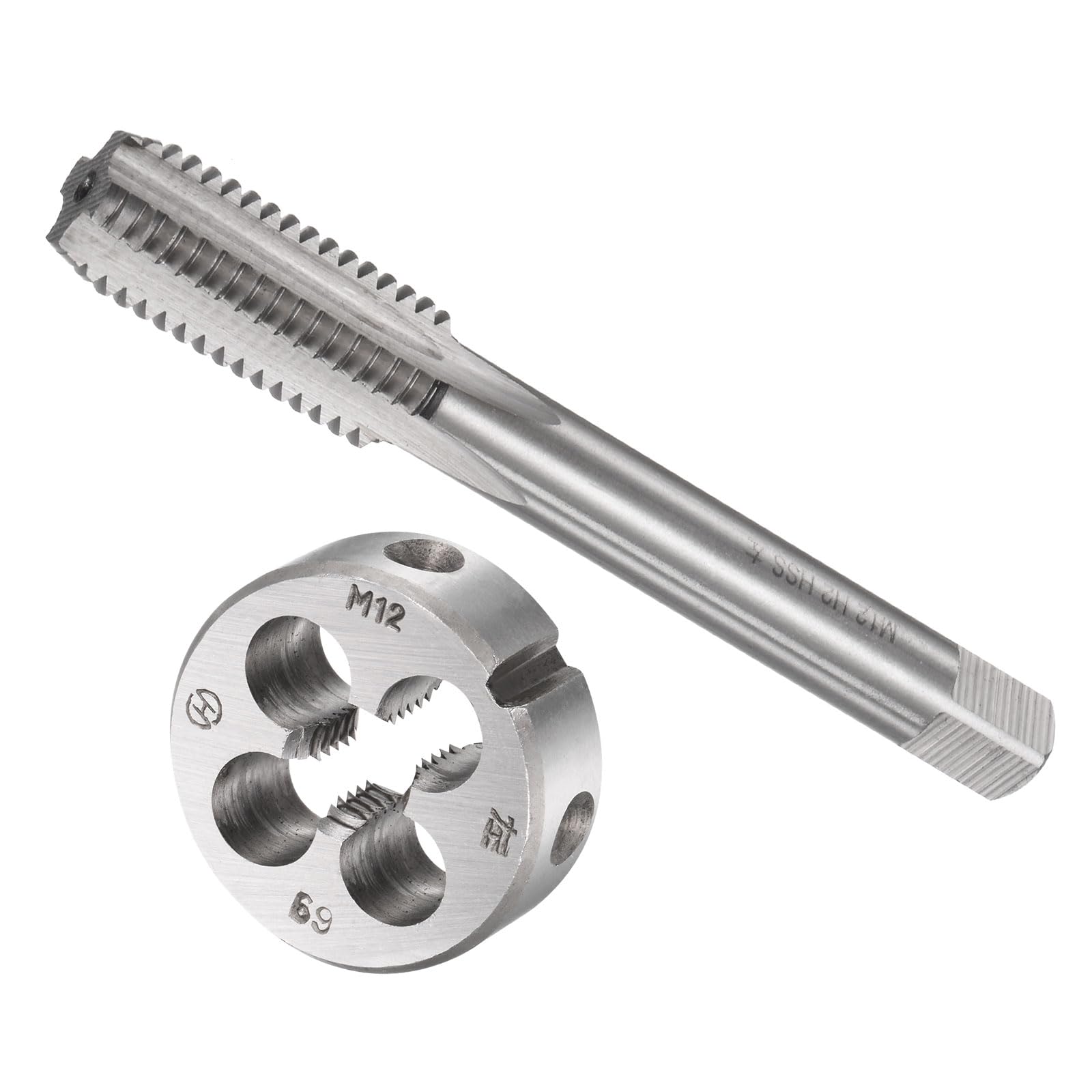 CoCud Tap and Die Set, M12 x 1.75 Thread, Left Hand Metric High-Speed Steel Machine Screw Tap & Round Die Tool Kit - (Applications: for Threading Tapping Repairing), 1-Set