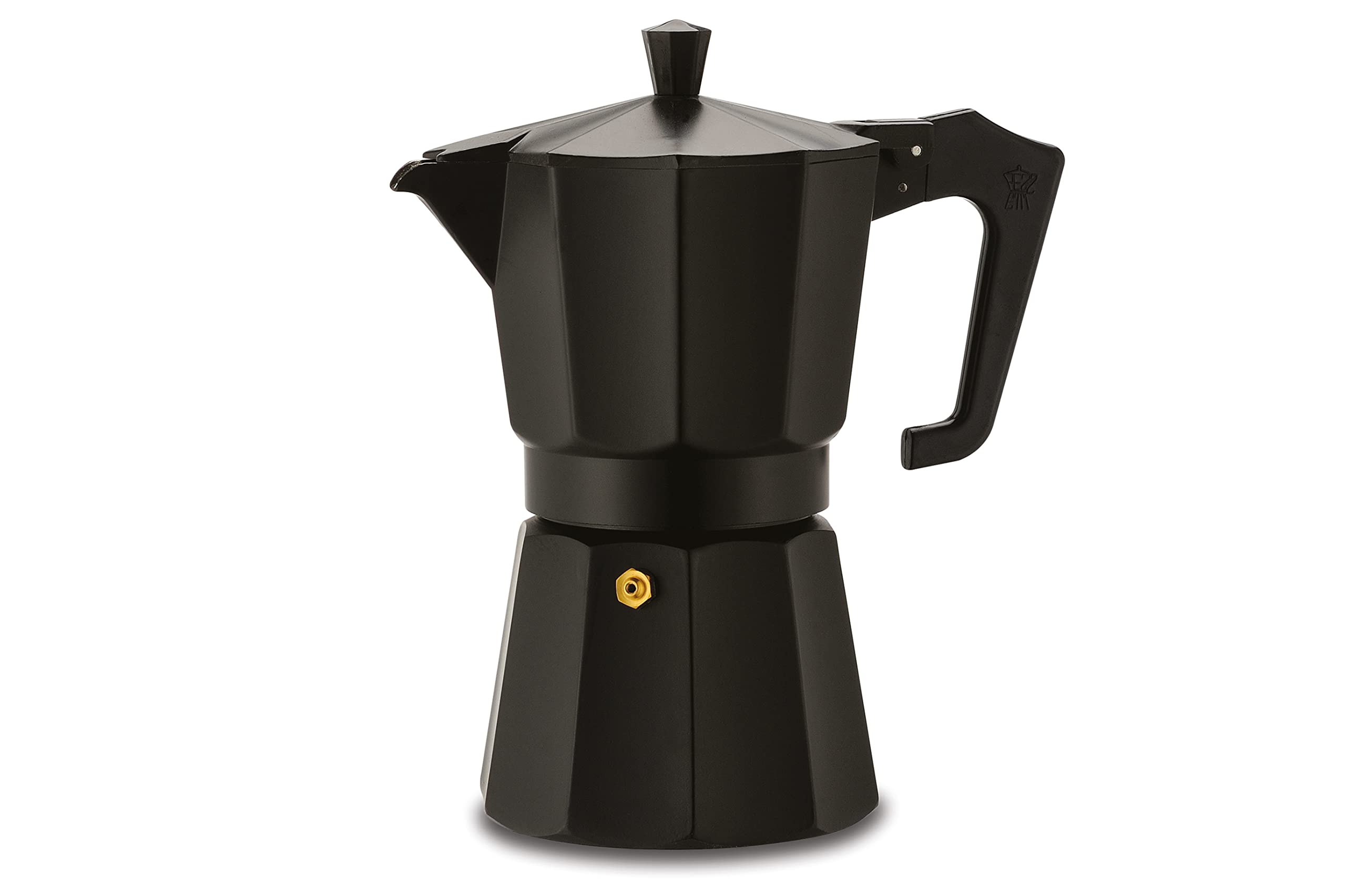 Pezzetti Stove-Top Espresso Coffee Maker Moka Pot - 3,6 Cup - Black/White/Red (6 Cup, Black)