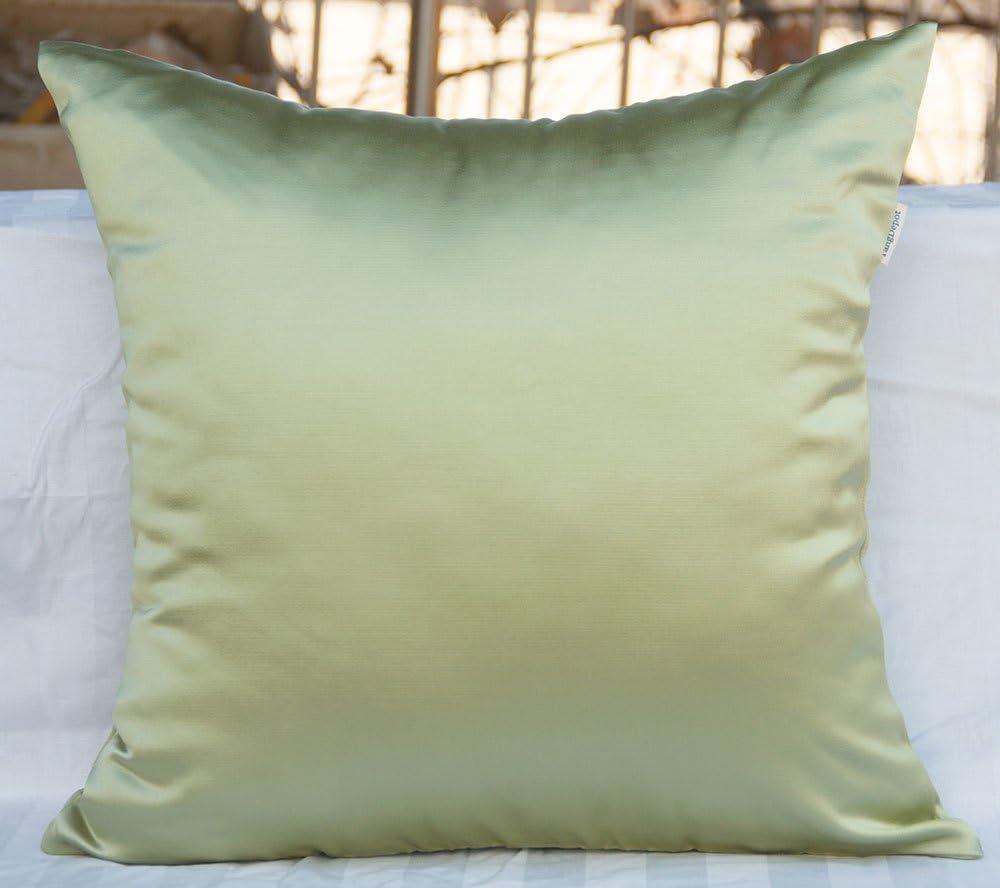 TangDepot Solid Heavy Satin Decorative Throw Pillow Cover, Euro Pillow Shams, European Throw Pillow Covers, Indoor/Outdoor Cushion Covers - (28"x28", Light Lime)