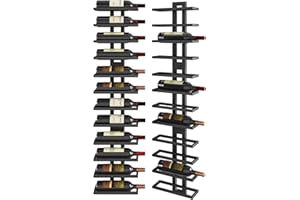 IBUYKE Wall Mounted Wine Rack 12 Bottle,Metal Wine Bottle Holder for Wine Bottles, Liquor, Champagne,DIY Wall Wine Rack for H