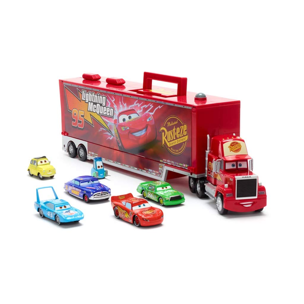 Disney Store Mack Friction Motor Hauler, with 6 Pixar Cars