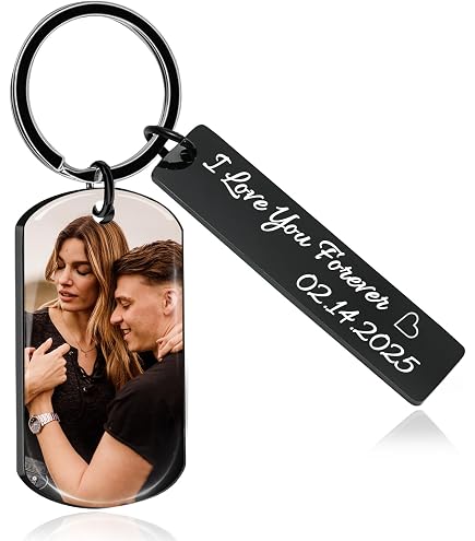 Llavero De Cuero Personalizado Grabado Para Hombre - Acero Inoxidable Con Nombre O Inicial - Regalo Para Padre, Novio O Marido
