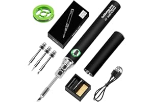 ELMCONFIG Cordless Soldering Iron Kit, USB Portable Wireless Soldering Iron, 3 Temperature Adjustment Rechargeable Soldering Iron for Home Appliance Repair, Electronic Components, DIY